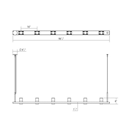 Sonneman Intervals 97" Wide Pillar Candle Linear Chandelier