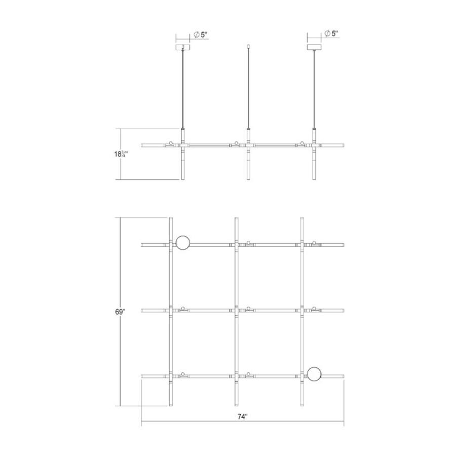 Sonneman Labyrinth 75" Wide LED Abstract Chandelier