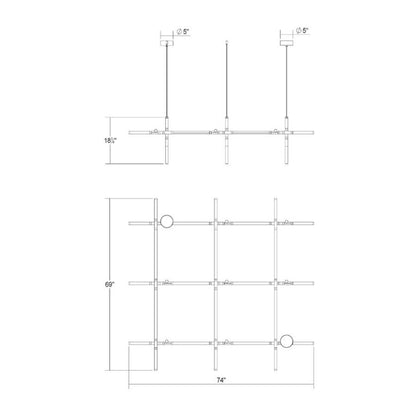 Sonneman Labyrinth 75" Wide LED Abstract Chandelier