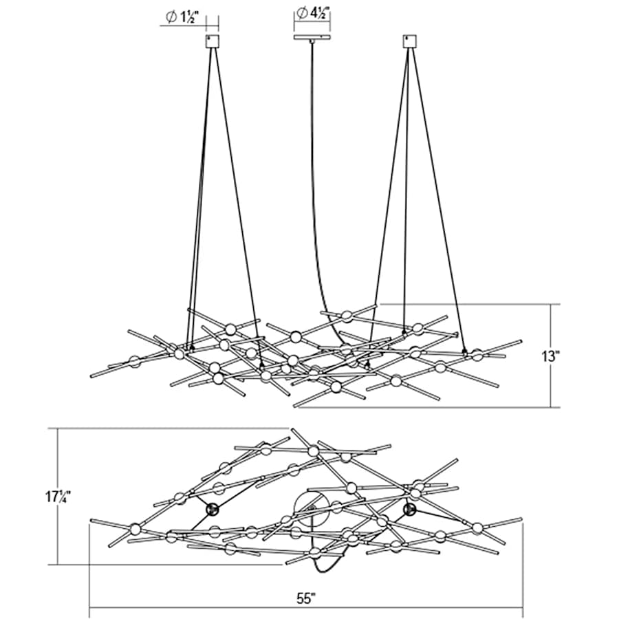 Sonneman Constellation 55" Wide Abstract Chandelier