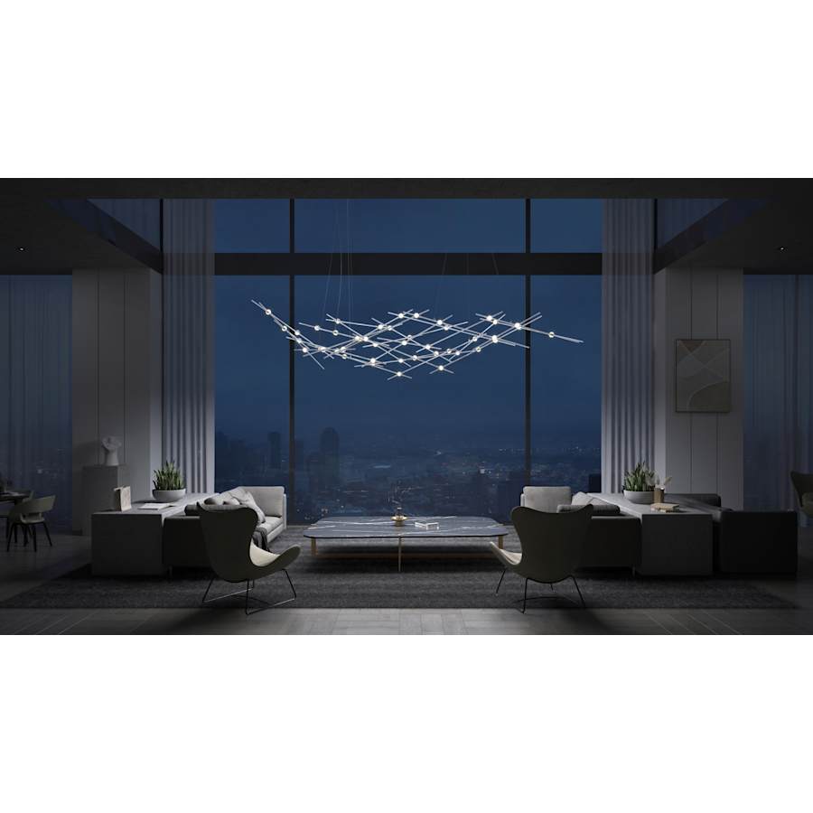 Sonneman Constellation Ursa Major 44 Light 93" Wide LED Abstract Chandelier with White Acrylic Shades