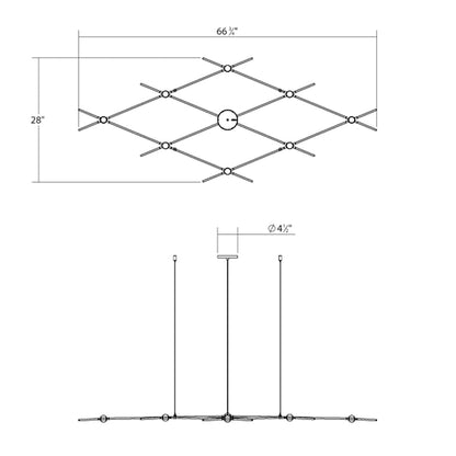 Sonneman Constellation 67" Wide Abstract Chandelier