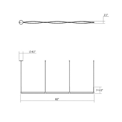 Sonneman Ola 3 Light 82" Wide LED Linear Chandelier