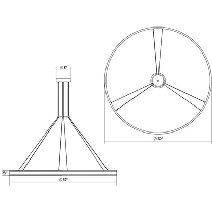 Sonneman Double Corona 59" Wide Integrated LED Ring Chandelier with Acrylic Shades