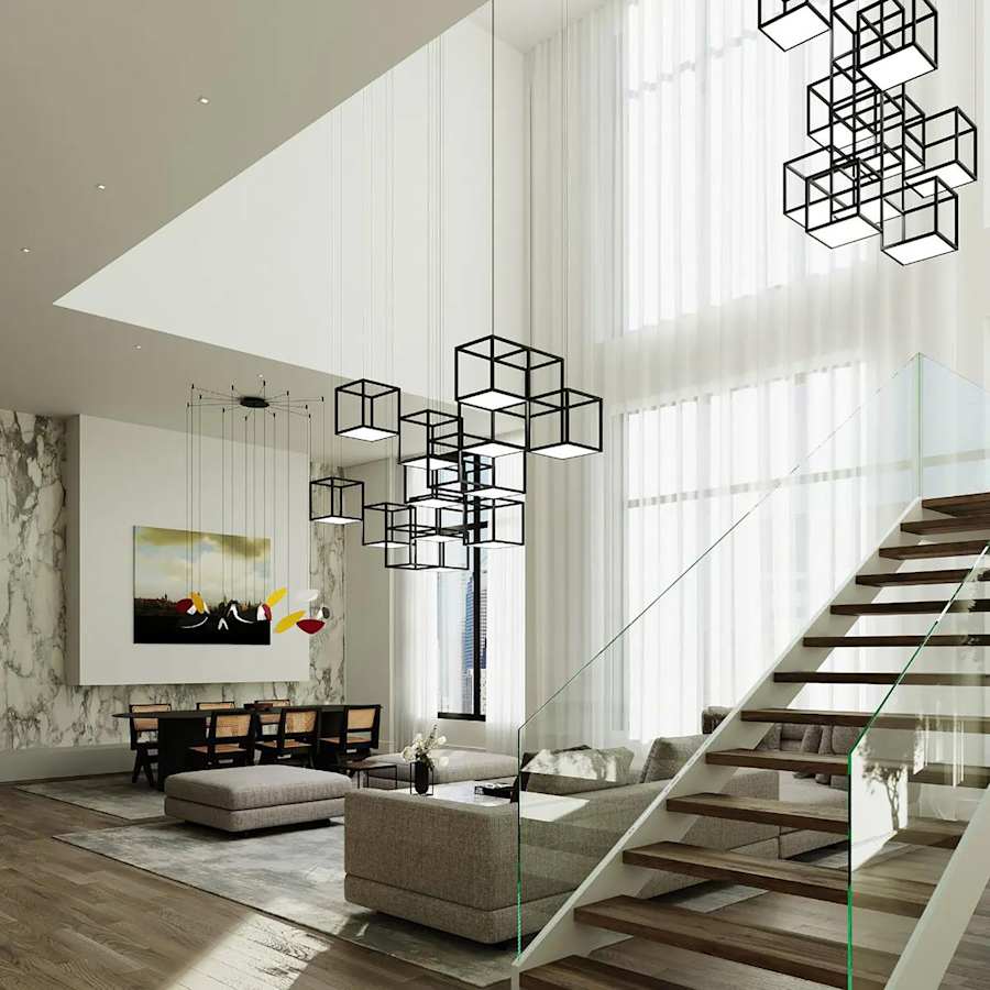 Sonneman Cubix 9 Light Vertical LED Pendant
