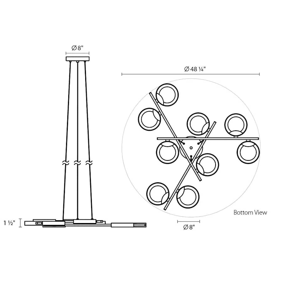 Sonneman Light Guide Ring 9 Light 48-1/4" Wide Full Sized Pendant