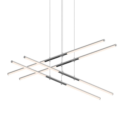 Sonneman Tik-Tak 47-1/2" Wide LED Two Tier Linear Chandelier with Optical Acrylic Shades
