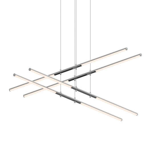 Sonneman Tik-Tak 47-1/2" Wide LED Two Tier Linear Chandelier with Optical Acrylic Shades