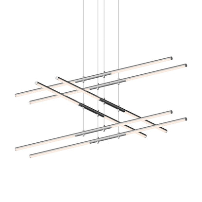Sonneman Tik-Tak 47-1/2" Wide LED Three Tier Linear Chandelier with Optical Acrylic Shades