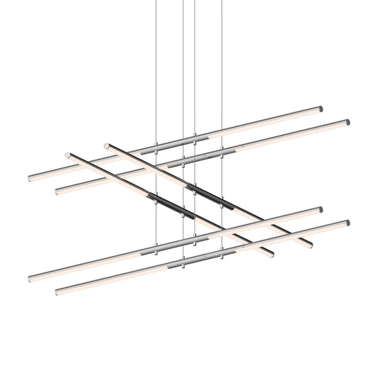 Sonneman Tik-Tak 47-1/2" Wide LED Three Tier Linear Chandelier with Optical Acrylic Shades