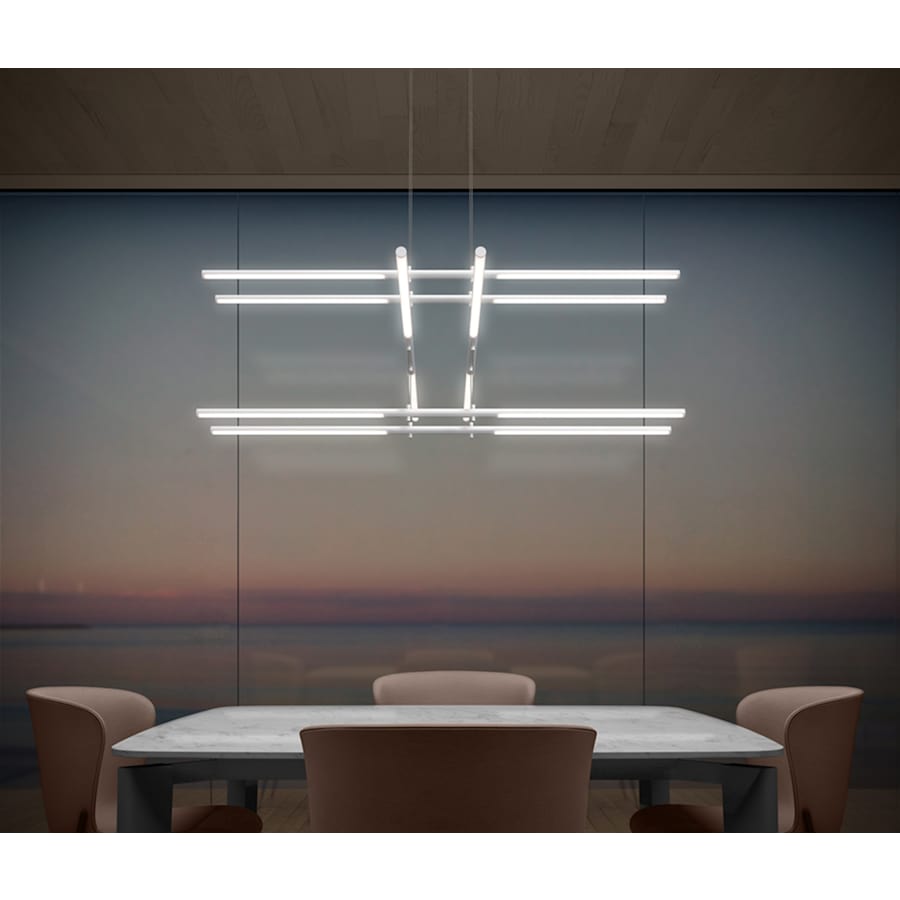 Sonneman Tik-Tak 47-1/2" Wide LED Three Tier Linear Chandelier with Optical Acrylic Shades