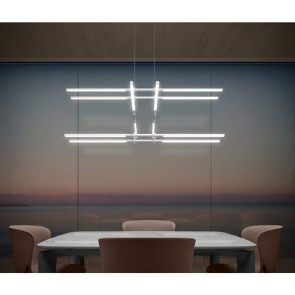 Sonneman Tik-Tak 47-1/2" Wide LED Three Tier Linear Chandelier with Optical Acrylic Shades