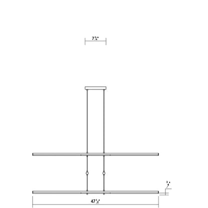 Sonneman Tik-Tak 47-1/2" Wide LED Three Tier Linear Chandelier with Optical Acrylic Shades