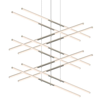 Sonneman Tik-Tak 47-1/2" Wide LED Five Tier Linear Chandelier with Optical Acrylic Shades