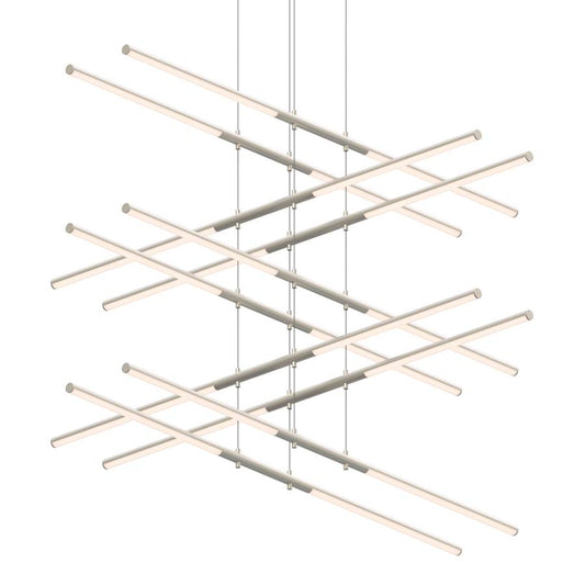 Sonneman Tik-Tak 47-1/2" Wide LED Five Tier Linear Chandelier with Optical Acrylic Shades