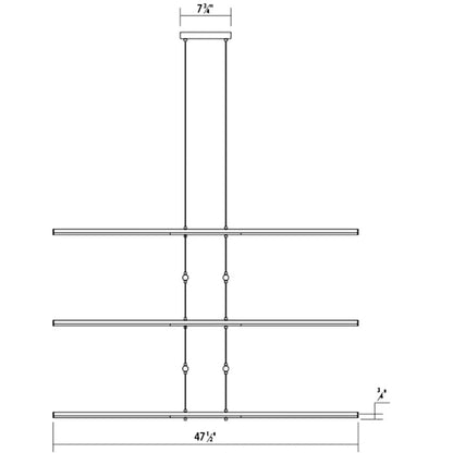 Sonneman Tik-Tak 47-1/2" Wide LED Five Tier Linear Chandelier with Optical Acrylic Shades