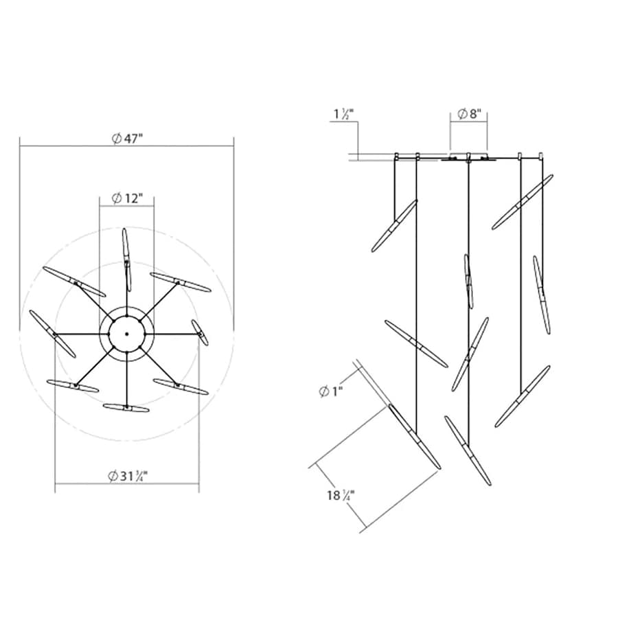 Sonneman Ballet 9 Light 21" Wide LED Abstract Multi Light Pendant with Flush Mounted Arms
