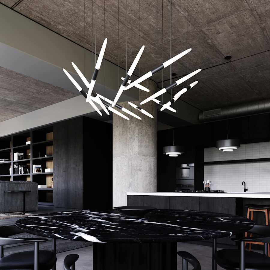 Sonneman Ballet 13 Light 27" Wide LED Abstract Multi Light Pendant with Flush Mounted Arms