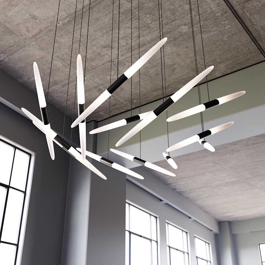Sonneman Ballet 13 Light 27" Wide LED Abstract Multi Light Pendant with Flush Mounted Arms