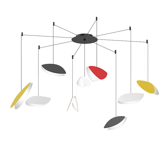 Sonneman Papillons 9 Light 58" Wide LED Suspension Multi Light Pendant with Black, Red, and Yellow Shades