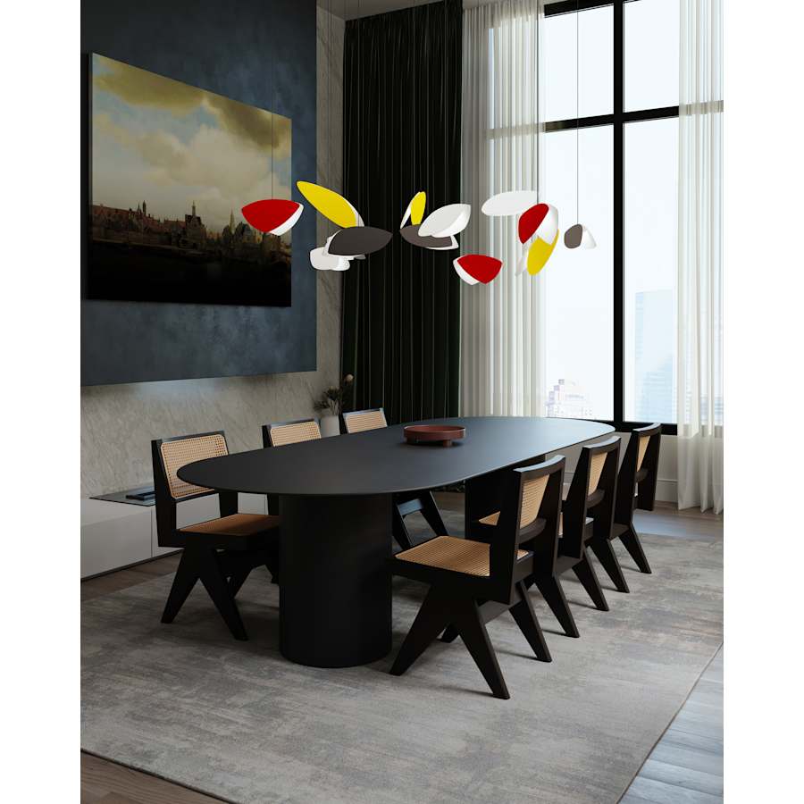 Sonneman Papillons 13 Light 58" Wide LED Suspension Multi Light Pendant with Black, Red, and Yellow Shades