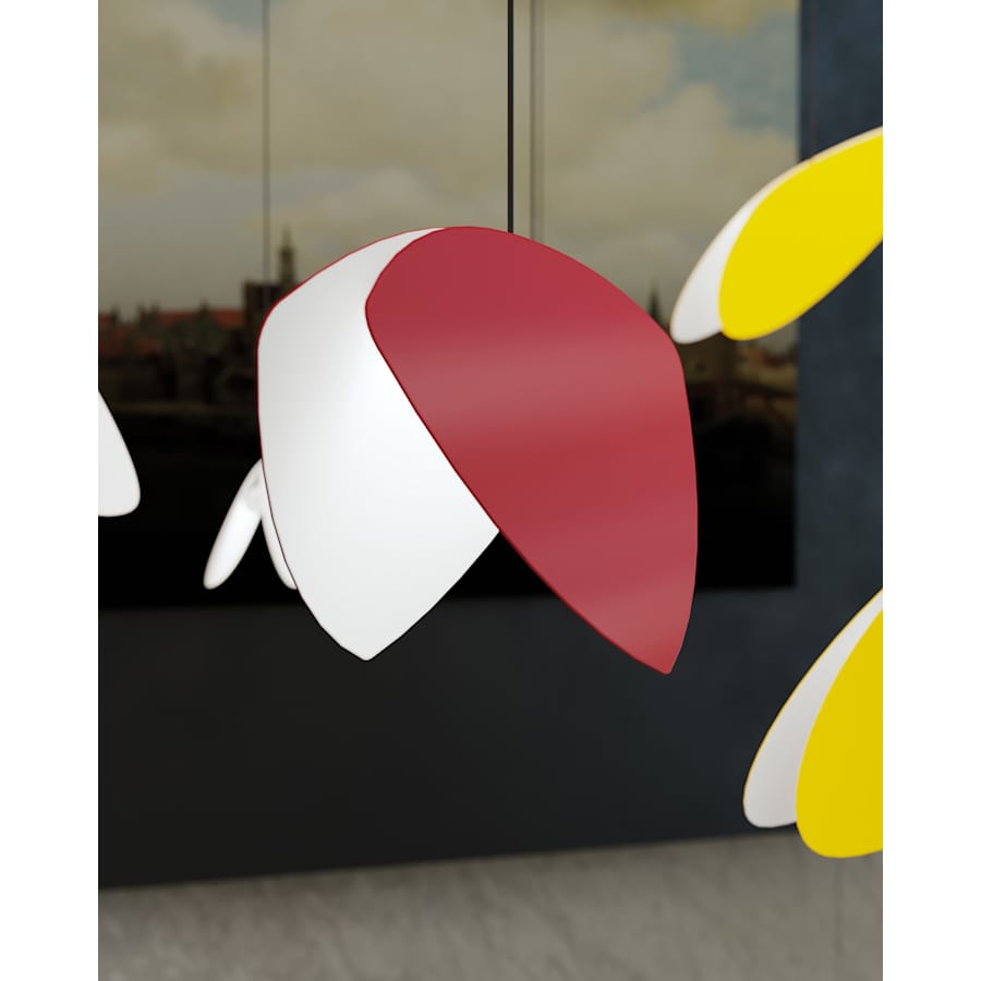 Sonneman Papillons 13 Light 58" Wide LED Suspension Multi Light Pendant with Black, Red, and Yellow Shades