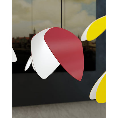 Sonneman Papillons 13 Light 58" Wide LED Suspension Multi Light Pendant with Black, Red, and Yellow Shades