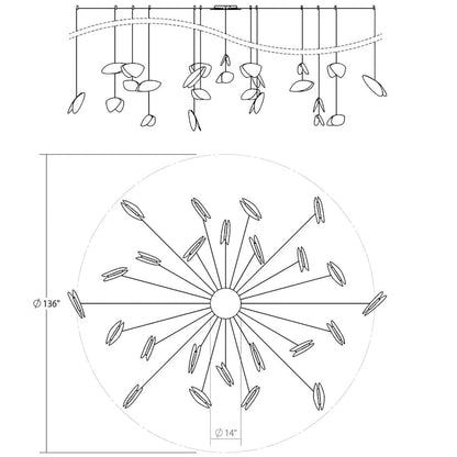 Sonneman Papillons 24 Light 36" Wide LED Suspension Multi Light Pendant with White Shades