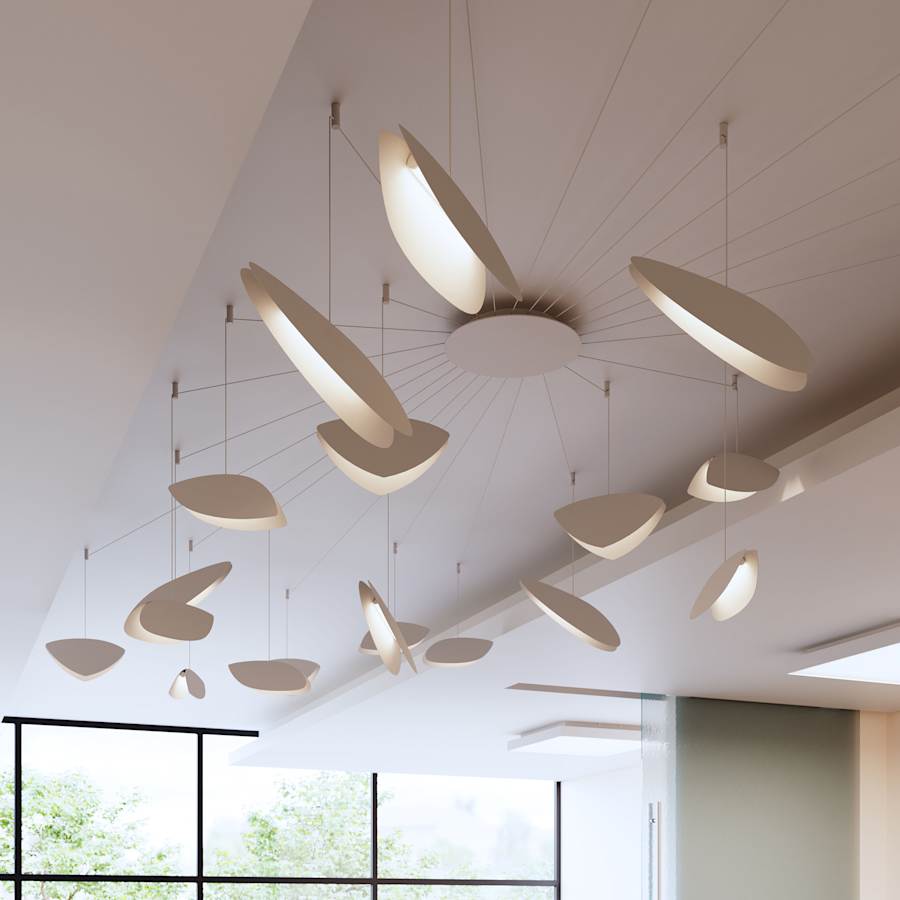 Sonneman Papillons 24 Light 36" Wide LED Suspension Multi Light Pendant with White Shades