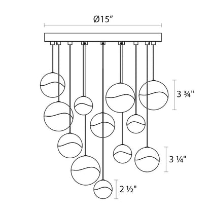 Sonneman Grapes 12 Light 16" Wide LED Suspension Multi Light Pendant