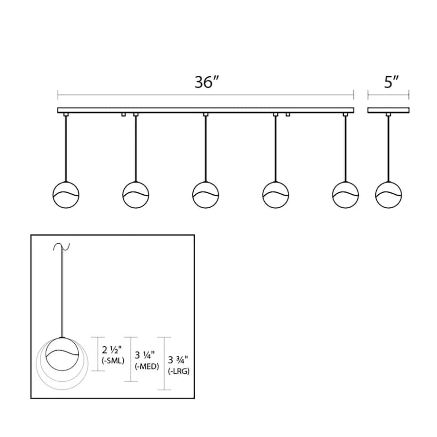Sonneman Grapes 5 Light 37" Wide LED Suspension Linear Pendant
