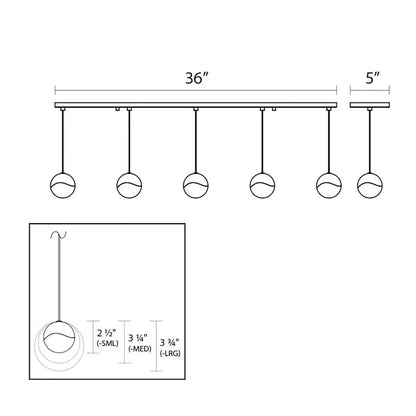 Sonneman Grapes 5 Light 37" Wide LED Suspension Linear Pendant