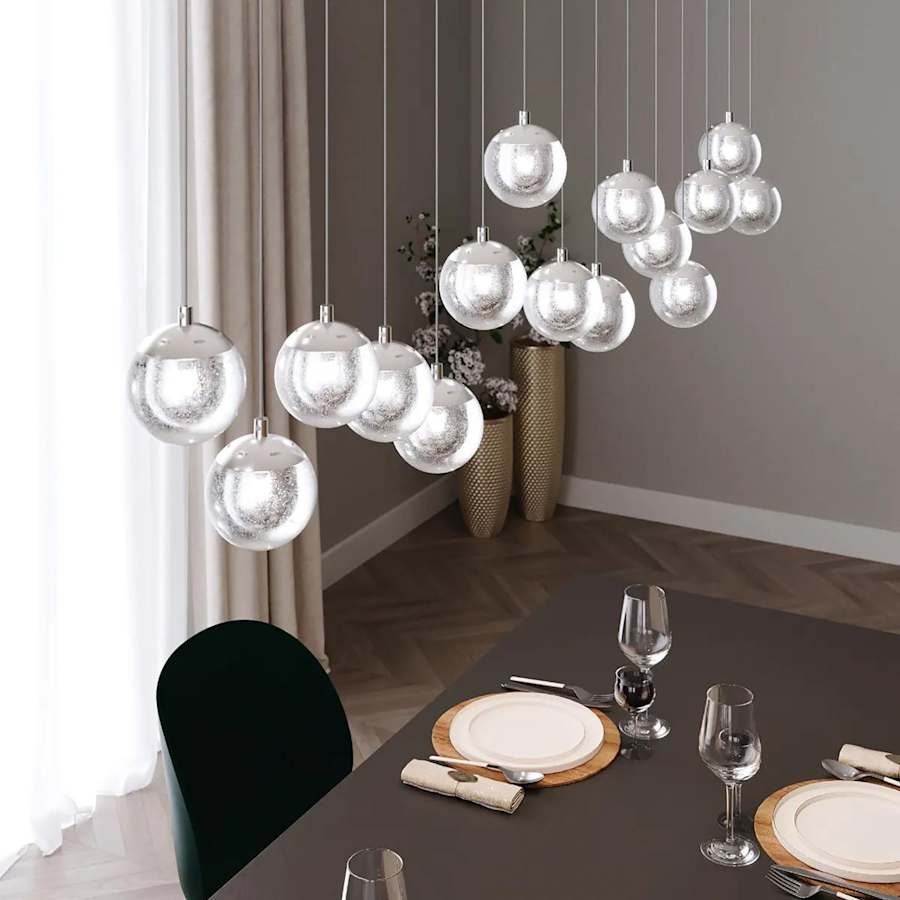 Sonneman Champagne Bubbles 6 Light 12" Wide LED Multi Light Pendant with Seeded Glass Shades