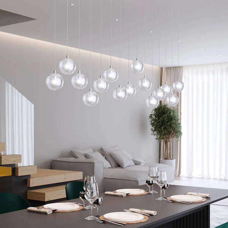 Sonneman Champagne Bubbles 9 Light 14" Wide LED Multi Light Pendant with Seeded Glass Shades