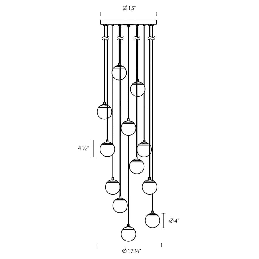Sonneman Champagne Bubbles 12 Light 17-1/4" Wide LED Multi Light Pendant with Seeded Glass Shades