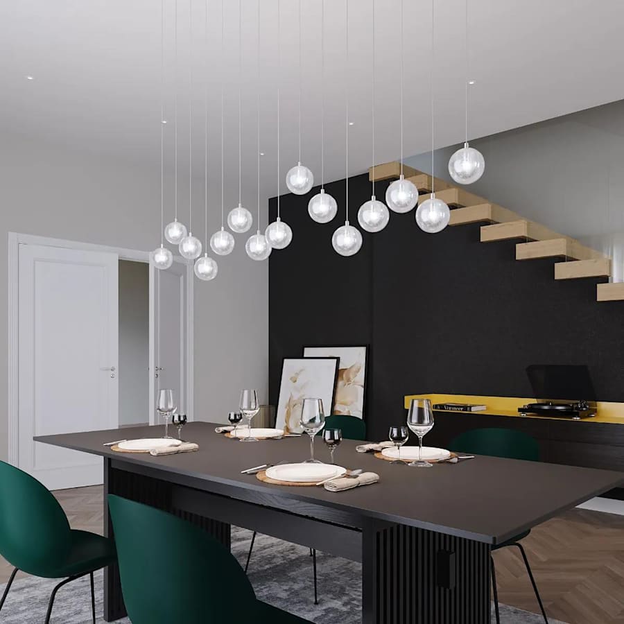 Sonneman Champagne Bubbles 12 Light 17-1/4" Wide LED Multi Light Pendant with Seeded Glass Shades