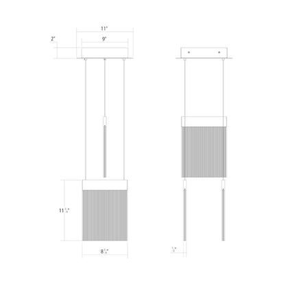 Sonneman V Panels 9" Wide Suspension Multi Light Pendant