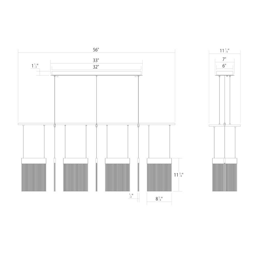 Sonneman V Panels 56" Wide Suspension Linear Pendant