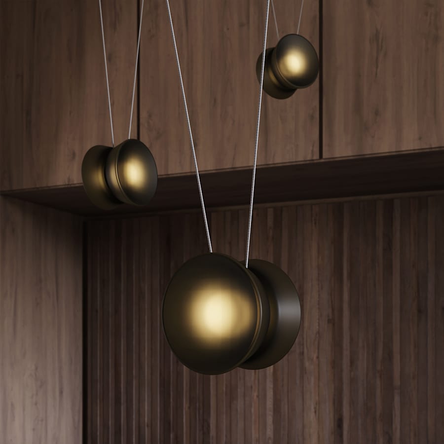 Sonneman Yo-Yo 79" Wide LED Multi Light Pendant with Smoke Glass Shades