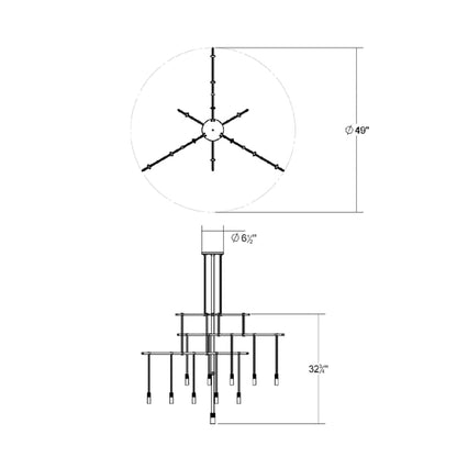 Sonneman Suspenders LED 4-Tier Tri-Bar Multi Light Pendant