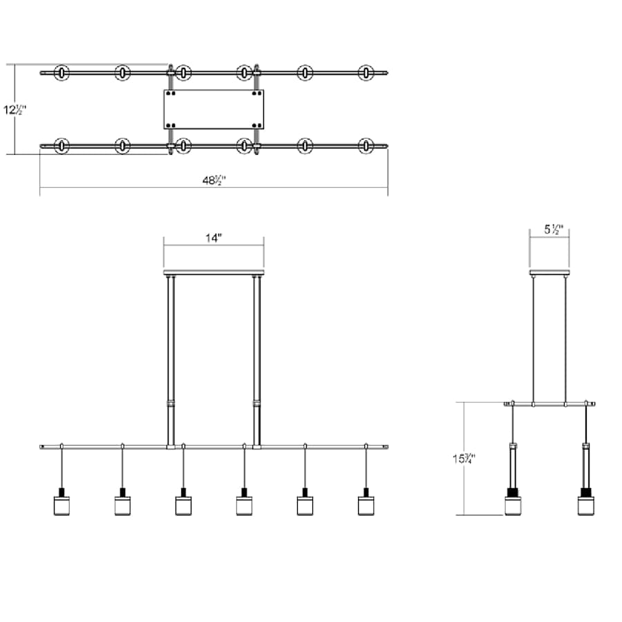 Sonneman Suspenders LED 2-Tier Tandem Linear Pendant