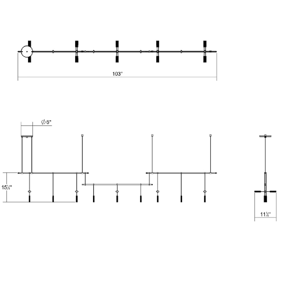 Sonneman Suspenders LED 3-Bar Offset Linear Pendant