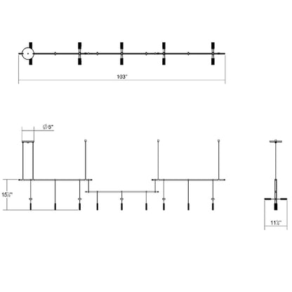 Sonneman Suspenders LED 3-Bar Offset Linear Pendant
