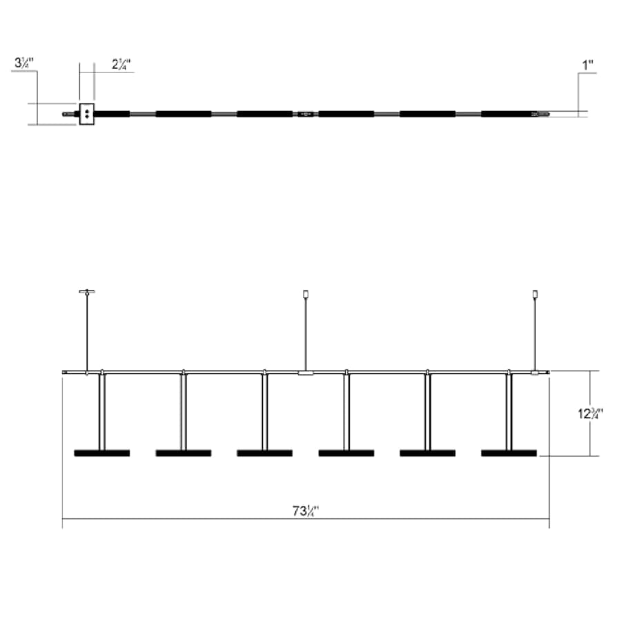 Sonneman Suspenders LED 2-Bar In-Line Linear Pendant