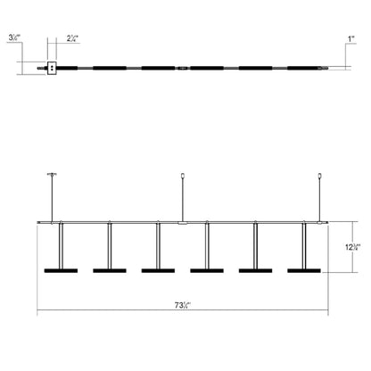 Sonneman Suspenders LED 2-Bar In-Line Linear Pendant
