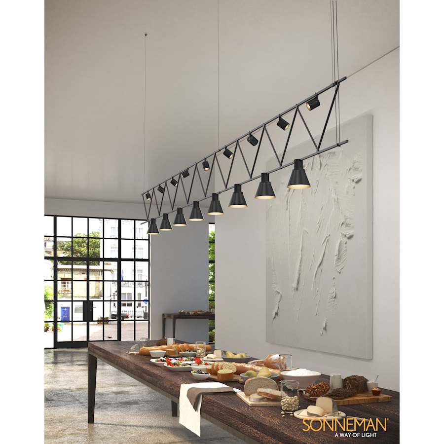 Sonneman Suspenders 8 Light 170" Wide LED Linear Chandelier