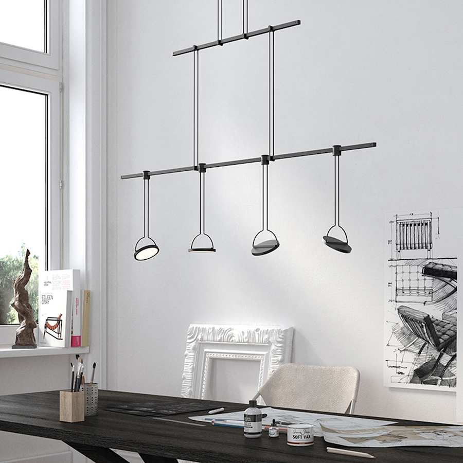 Sonneman Suspenders 4 Light 37" Wide LED Linear Chandelier