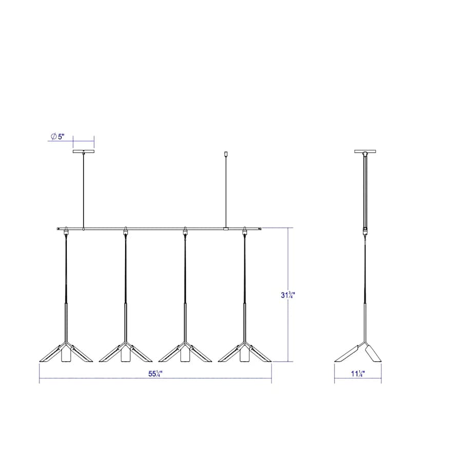 Sonneman Suspenders 4 Light 49" Wide LED Suspension Multi Light Pendant