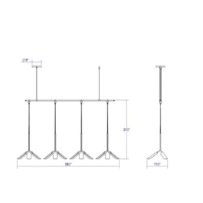 Sonneman Suspenders 4 Light 49" Wide LED Suspension Multi Light Pendant