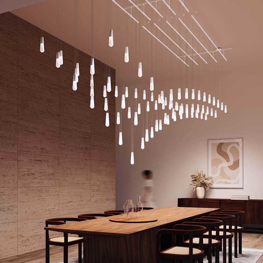 Sonneman Suspenders 117" Wide LED Abstract Linear Chandelier